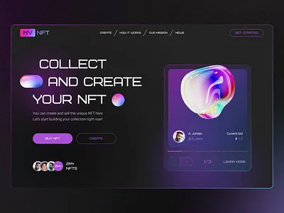 Landing | MY NFT animated animation collection crypto design desire agency graphic design hero page landing landing page marketplace motion motion graphics nft nft marketplace nfts site ui web website