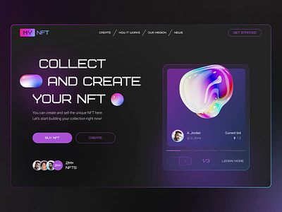 Landing | MY NFT animated animation collection crypto design desire agency graphic design hero page landing landing page marketplace motion motion graphics nft nft marketplace nfts site ui web website