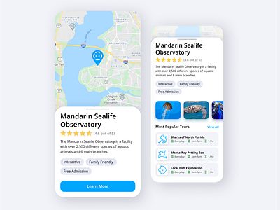 Museum and Observatory Locator app beach design local location locator modern museum ocean sealife tour tourism tours ui ux