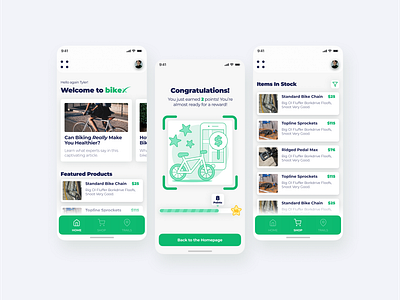 bikeX Bike Store App app bike bycicle gamification gamified modern mountain bike purchase reward rewards rewards app ui ux