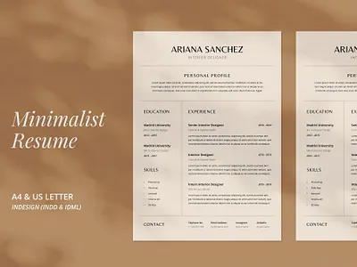 Minimalist Resume a4 adobe advertising branding catalog catalogue clean fashion indesign lookbook magazine minimalist modern print print design printable printing professional template us lettter