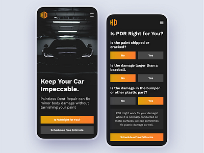 Auto Dent Repair Website auto repair automotive cars mobile mobile design mobile repair mobile responsive mobile ui mobile web modern questionnaire test vehicle vehicles