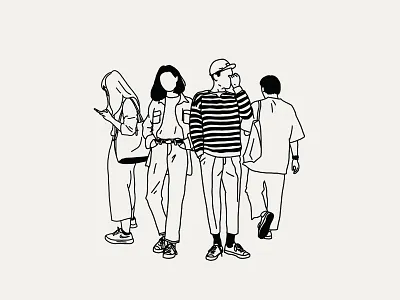 Strangers In Tokyo fashion illustration monoline people people illustration tokyo