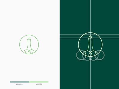 Minar-e-Pakistan - logo design clean elegant flat golden ratio graphicdesign green grid icon lahore logo mark logodesign minar minimal minimalist modern pakistan tourism tower white