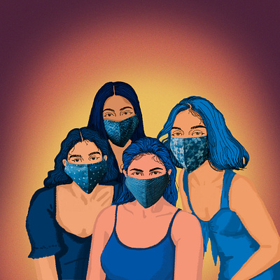 Mask on! blue design digital illustration digitalart drawing girl illustration mask sketch