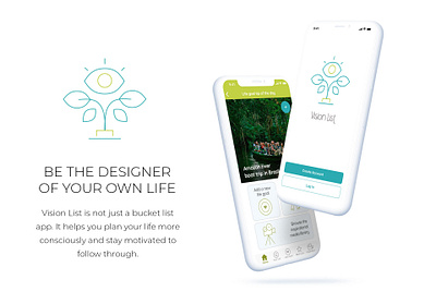 Vision List motivational bucket list mobile app - UI UX branding app design icon design ui user interface ux uxui