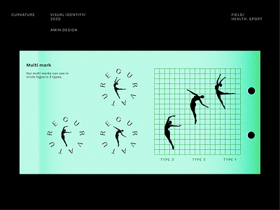 CURVATURE - Logo design ballet black brand identity brandbook branding curve dance design grid logo human iran logo mark persian visual identity yoga