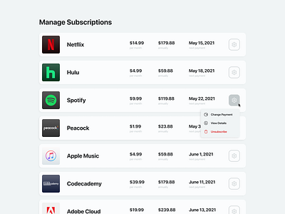 Subscription Manager Invoice List 046 dailyui dailyui046 dailyuiux inovice invoice list manager subscription list subscription list