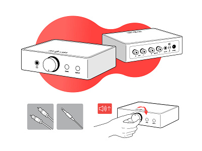 Audio Device Illustrations audio device electronic flat icon illustration illustrator instructional illustration manual minimal user guide vector