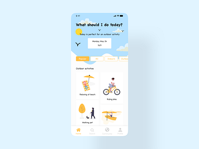 Activity Finder adobexd design filtered search hobby hobby finder mobile mobiledesign ui ux uxui xddailychallenge