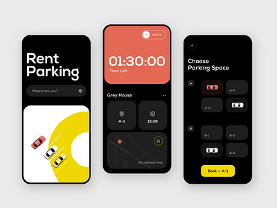 Parking app art design illustration minimal ui ux vector