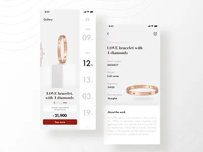 Cartier Jewelry Store App - 01 advanced branding cartier clean commodities graphic design jewellery logo luxury products texture timeline ui ux white