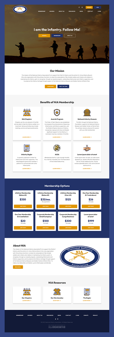 National Infantry Association // Web Design military military web design non profit non profit web design united states veteran