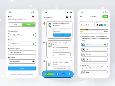 Online assessment platform app assessment card cards clean design ios login mobile online platform profile quiz quizz simple test ui