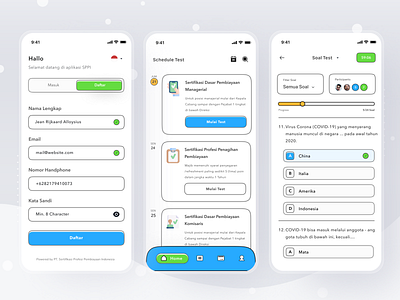 Online assessment platform app assessment card cards clean design ios login mobile online platform profile quiz quizz simple test ui