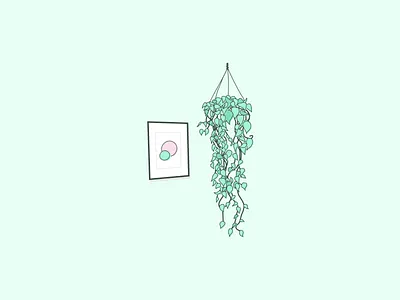 Trailing Philodendron Illustration art green illustration philodendron pink plant