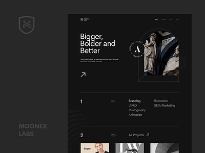 MoonexLabs Agency dark theme dark ui envato geometric geometric art portfolio portfolio design portfolio website ui wordpress theme