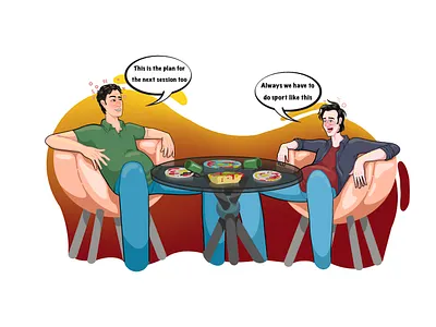 Doing Sport adobe illustrator character characterdesign digital digital art fastfood fineart gym hungry illustration person illustration procreate resturant