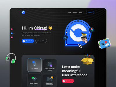 Portfolio design branding dark ui dark website design design website personal personal branding personal website portfolio ui webdesign