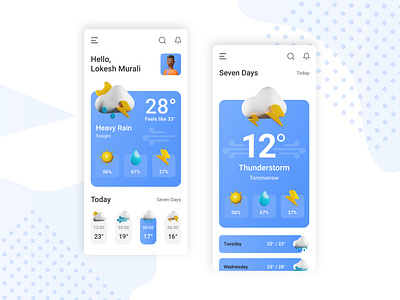 Weather App UI 3d 3d modeling 3dicon blender brand corporate branding design flat logo ui uidesign ux