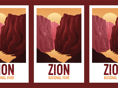 Zion cliff cliffs design digital drawing environment grain illustration landscape mountain national park procreate series shading texture zion