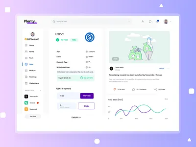 Crypto Defi Dashboard blockchain crypto crypto dashboard crypto trading cryptocurrency dashboard dashboard ui defi eth ether faming indian design agency indianpix maker dao sanket staking tezos top indian design studio top indian designer