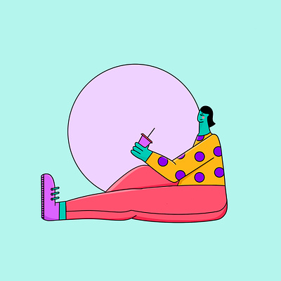 Favorite time is coffee time. 2d art behance charachter illustration character character design characterdesign coffee lover design flat flat character flat illustration flatdesign illustration illustrator procreate vector