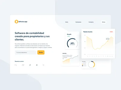 Billvoice.app - Juniors Academy charts desktop hero section ui website