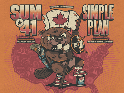 The Blame Canada Tour: Simple Plan x Sum41 admat band gigposter merch pop punk poster simple plan sum41 vector
