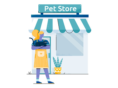 etailpet cat character drawing etailpet flat girl illustration people pet pet store pets shop store uran vector woman