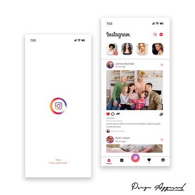 Instagram UI Re-design Concept app design facebook instagram minimal socialmedia uiux ui ux uxdesign uxui