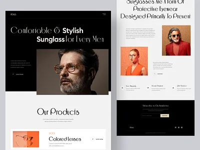 Kixo- Ecommerce Website design ecommerce landing page design online shop online store sunglasses ui ux web website