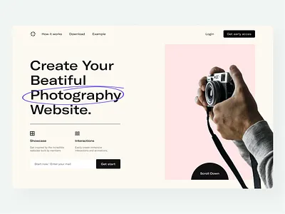 Photography website landing page branding card dashboard template design app landing landing page logo photo ui ux ui design uiux ux uxui
