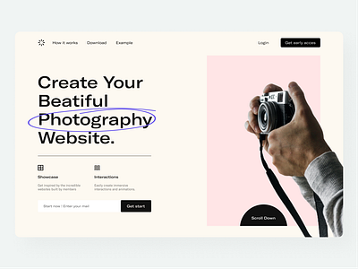 Photography website landing page branding card dashboard template design app landing landing page logo photo ui ux ui design uiux ux uxui