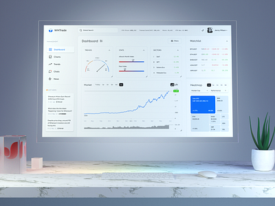 Interactive Configurable Trading Dashboard 3d analytics app chart cinema4d clean crypto dashboard design fireart fireart studio glass trading ui ux