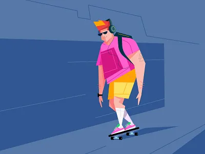 Funky Vector Character Design Illustration in Illustrator avatar character character design characterdesign characters clean flat flat design illustraion illustration illustration art illustrations illustrator minimal skate skateboard skateboarding vector vector art vector illustration