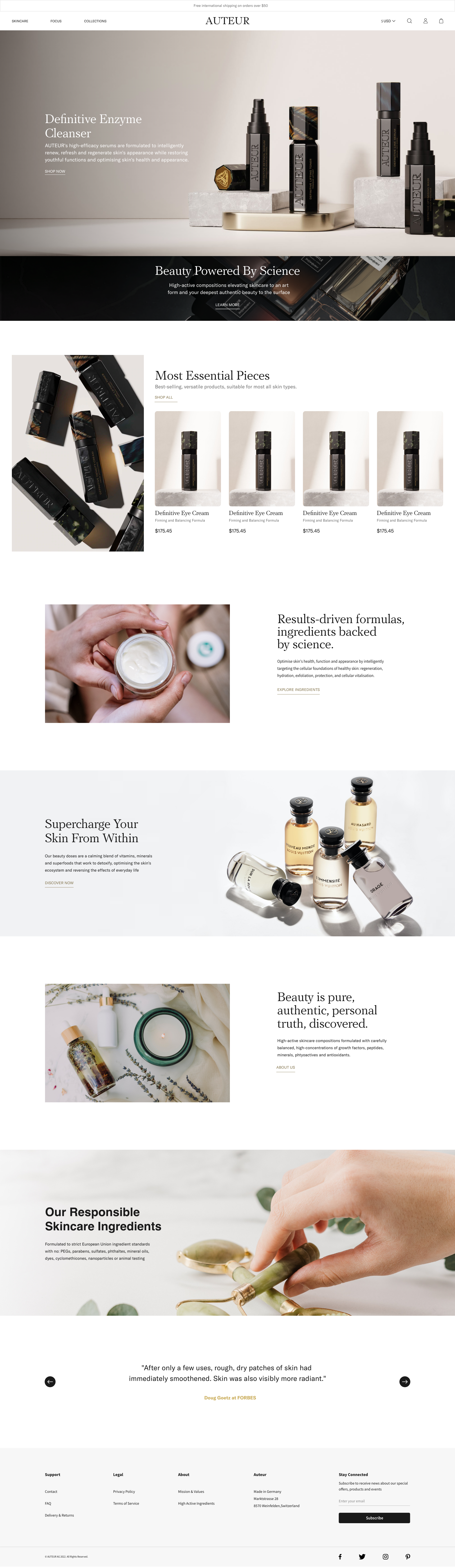 Auteur, high-end skincare Website redesign (UX/UI) branding design graphic design logo typography ui ux vector