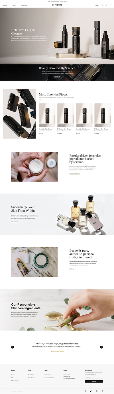 Auteur, high-end skincare Website redesign (UX/UI) branding design graphic design logo typography ui ux vector