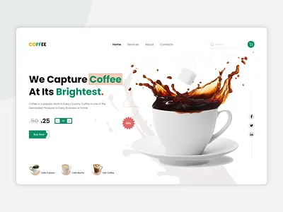 Coffee Header Exploration! character clean coffee app coffee shop ecommerce header header exploration hero image minimal online shop service ui design ux design website
