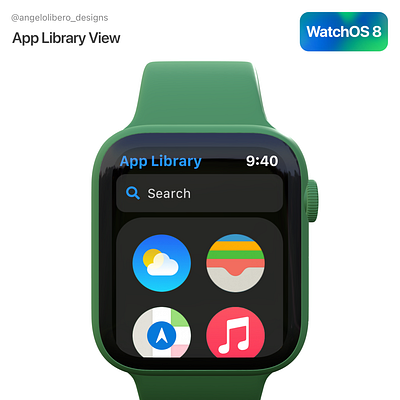 App Library View - Apple WatchOS 8 ⌚️8️⃣