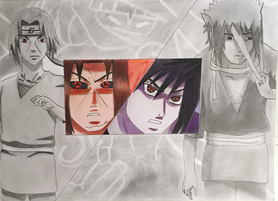 ITACHI | SASUKE anime animeart art artwork character color coloredpencil comic design drawing illustration itachi japan manga mangaart naruto pencil sasuke sharingan susanoo