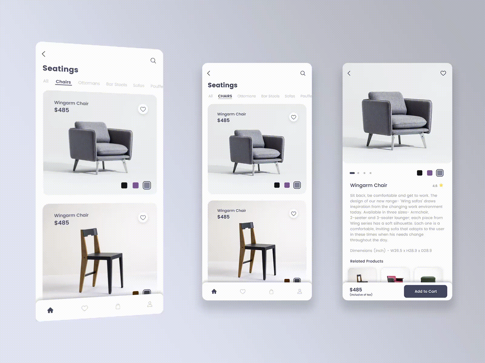Furniture mobile APP UI UX DESIGN Concept by Aminesh Rathod on Dribbble