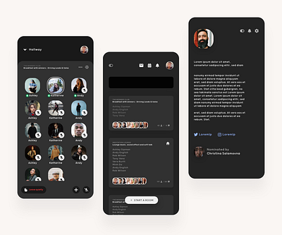 ClubHouse Dark mode adobexd clubhouse dark ui design homepage theme ui ux