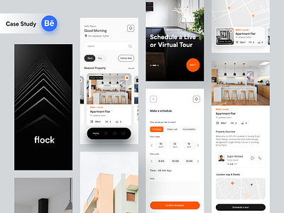 Flock - Real estate UI UX Case Study 2021 trend agency branding agency landing page best shot case study home booking interior mobile app design product design real estate agent realestate realestateagent realestatelife responsive startup trendy design typography ui design ux case study ux design