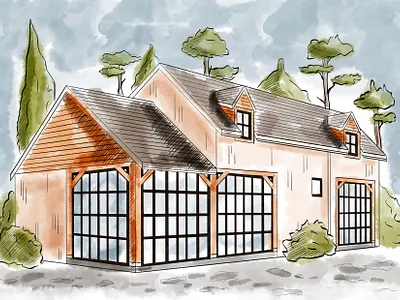 House home house illustration perspective procreate tree watercolor
