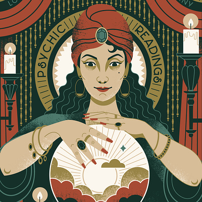 Fortune Teller future gypsy illustration mystical portrait poster design psychic