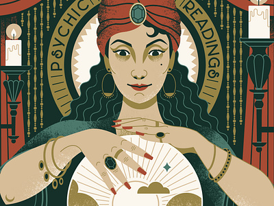 Fortune Teller future gypsy illustration mystical portrait poster design psychic