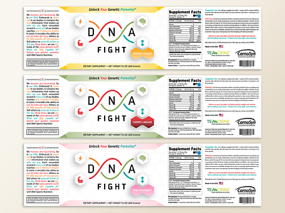 DNA Fight Dietary Supplement Label adobe illustrator branding design dietary graphic design illustration label label design logo logo design packaging packaging design supplement vector