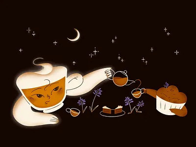 Lavender Latte 3 2d brand character branding character character design character illustration coffee coffee cup coffee shop design digital art flower illustration latte lavender mascot minimalism procreate