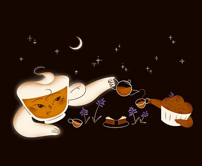 Lavender Latte 3 2d brand character branding character character design character illustration coffee coffee cup coffee shop design digital art flower illustration latte lavender mascot minimalism procreate